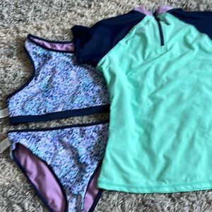 Eddie Bauer 3 piece reversible bathing suit kids size L (14/16)